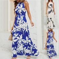 Vestido Largo Sin Mangas Para Mujer Estilo Oficina Lady Verano 2024 Nuevo Moda Impresión Cuello Redondo Ropa Feminina - details 0