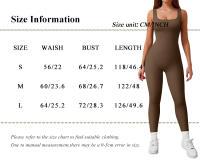 Traje De Yoga Para Mujer Sin Mangas Jumpsuit De Ejercicio Ribbed Con Cuello Cuadrado Monopiece De Fitness Y Gimnasio - details 0