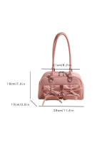 Bolso De Hombro Estilo Ballet Para Mujeres Con Lazo Bolso De Armpita Bolso De Bocce Material PU Suave Con Cierre De Cremallera - details 0