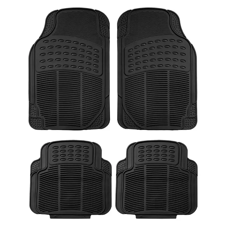 HOGUITA-Juego de 4 Alfombras de Goma para Coche,Alfombrillas Universales para Coche,Antideslizantes,Alfombras Delanteras y Traseras,Color Negro - 1
