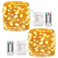 Luces De Navidad LED Impermeables Con Control Remoto Y Pilas Incluidas Cadena De Luces De Fairy Para Decoración De Bodas Y Exterior Con 8 Modos Colores Variados - details 0