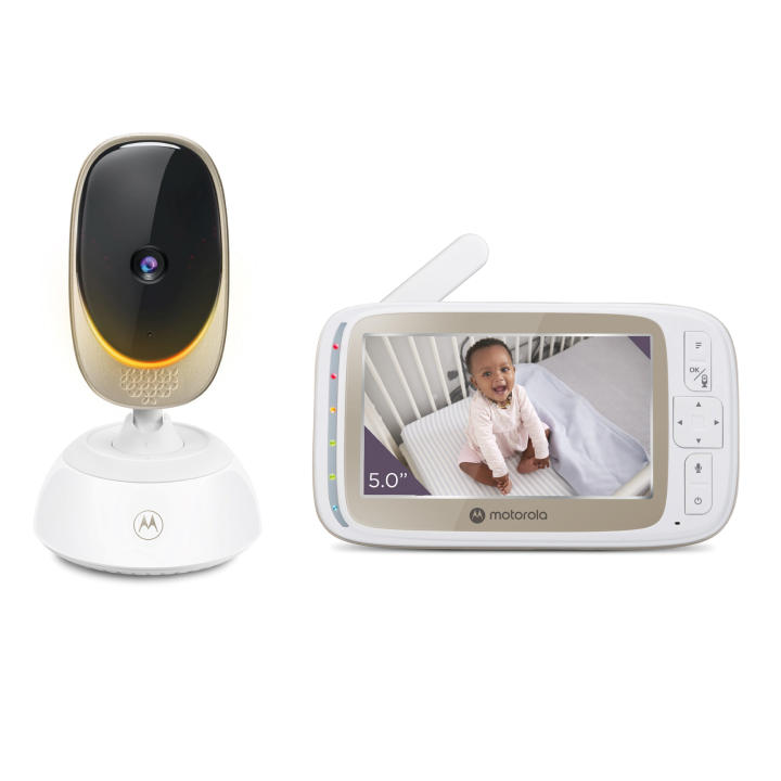 Motorola Nursery VM85 Connect Vigilabebés con Cámara – WiFi y App Móvil, Pantalla 5”, Visión Nocturna, Giro/Inclinación, Comunicación Bidireccional, Canciones de Cuna