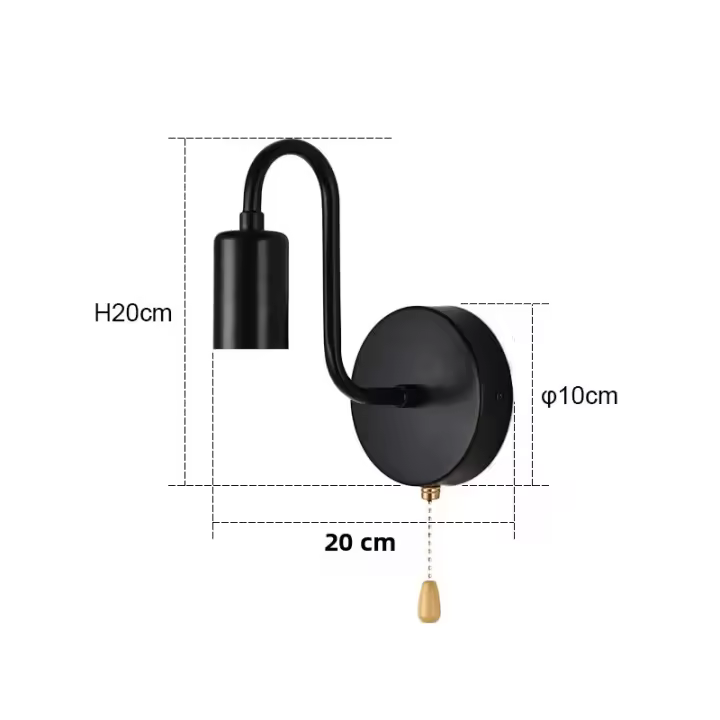 Lámpara De Pared Industrial Nórdica En Hierro Negro E27 Iluminación Interior Para Dormitorio Y Baño Luz De Pared Decorativa - 1