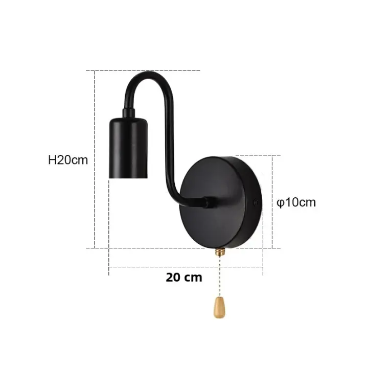 Lámpara De Pared Industrial Nórdica En Hierro Negro E27 Iluminación Interior Para Dormitorio Y Baño Luz De Pared Decorativa - 1