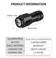 Nueva Linterna Táctica Ultra Potente Con 3 LEDs Recargable Por USB Torcha De Alta Potencia Con Imán Lámpara De Mano Mini - details 6