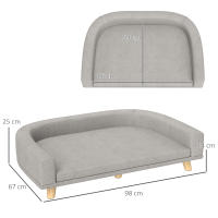 PawHut Sofá para Perros Grandes 98x67x25 cm Cama Elevada para Perros Tapizada con Cojín Lavable y Patas de Madera de Pino Carga 30 kg Gris Claro - details 2