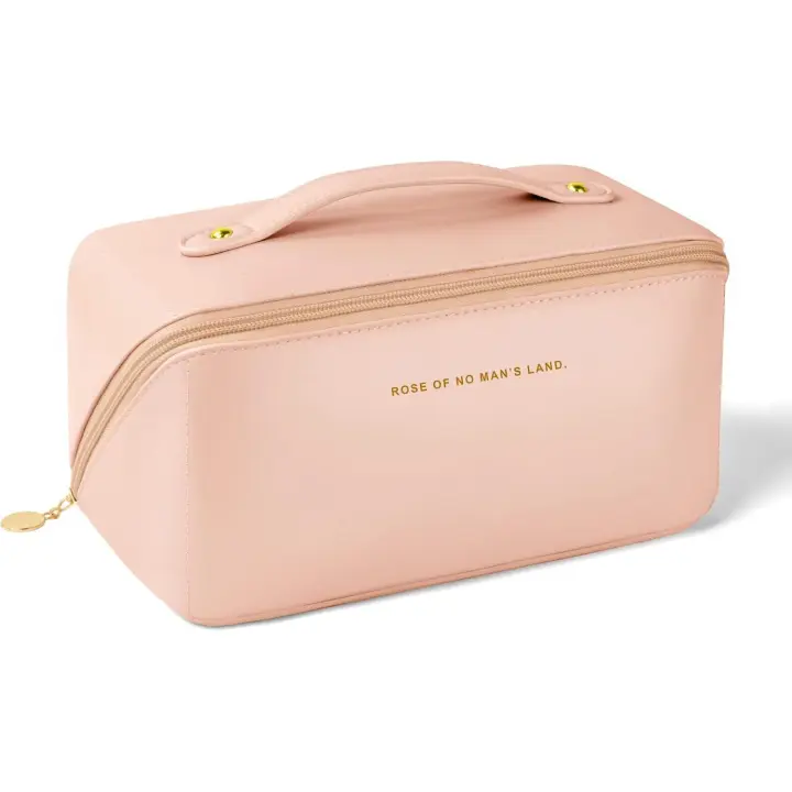 Bolsa de Cosméticos de Viaje de Gran Capacidad, Bolsa de Maquillaje de PU, Bolsa de Lavado de Viaje Multifuncional y Portátil de Viaje con Asa y Cremallera, para Viajes - 1