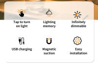 Lámpara De Noche Magnética Mini Para Dormitorio Y Baño Con Ajuste De Temperatura En Tres Colores Fácil Instalación LED Recargable - details 1