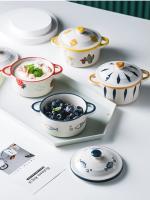 Taza De Cerámica Para Cocina Tazón De Alimentos Para Bebés Comida De La Noche Sopa De Ramen Ensalada De Frutas Huevos Al Vapor Juego De Mesa Con Tapa Resistente Al Microondas - details 5