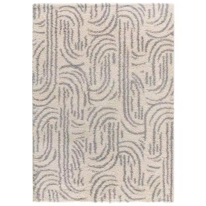 Alfombra interior shaggy de estilo escandinavo en beige y gris - HELIA 8807 | 80x150, 133x190, 160x230 cm - 1