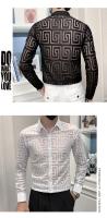Camisa De Rayas Para Hombre Verano Transpirable Con Cortes De Encaje Manga Larga Ajustada Para Clubes Proms Fiestas Sociales - details 6