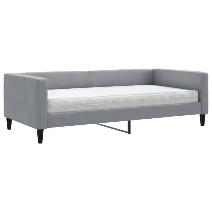 vidaXL Sofá cama con colchón tela gris claro 100x200 cm - 1