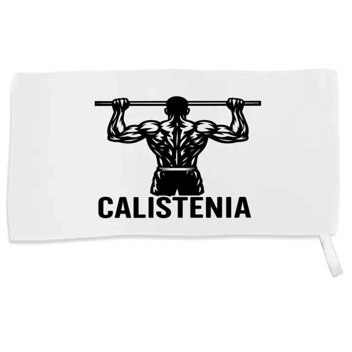 MERCHANDMANIA Toalla Pequeña absorbente calistenia flexiones frase motivadora gimnasio suave con cinta elastica - 1