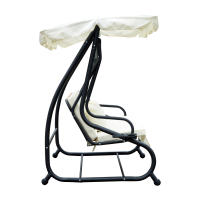 Outsunny Columpio Balancín Jardín 3 Plazas Convertible en Cama Techo Parasol Regulable Bandeja para Bebida Terrza Balcón Exterior Carga máx. 340kg Acero 200x120x164cm - details 6