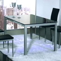 Miroytengo Mesa Superficie Fija Cadell Cristal Negro Estructura Metal 140x190 Cm Mesa De Comedor Salón Moderno - details 1
