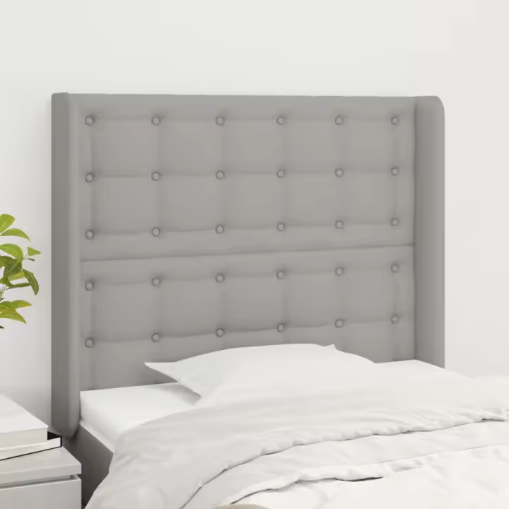 vidaXL Cabecero con orejas de tela gris claro 83x16x118/128 cm - 1