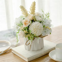 Bouquet De Flores Artificiales Hydrangea Y Rosas Silken Decoración Para Hogar Jardín Bodas Y Navidad Plantas Decorativas Con Vaso - details 8