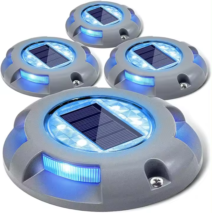 SOMY Luces solares para cubierta, lámpara solar para entrada, luz LED para exteriores, impermeable, para jardín, muelle, camino, patio, paquete de 4 (azul) Luz de pared para exteriores - 1
