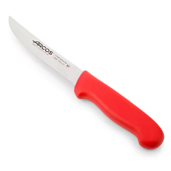 Arcos Cuchillo deshuesador con Hoja Acero Inoxidable Nitrum 160 mm. Cuchillo carnicero profesional para cortar huesos carne. Mango ergonómico polipropileno. Serie 2900. Color rojo. - 1