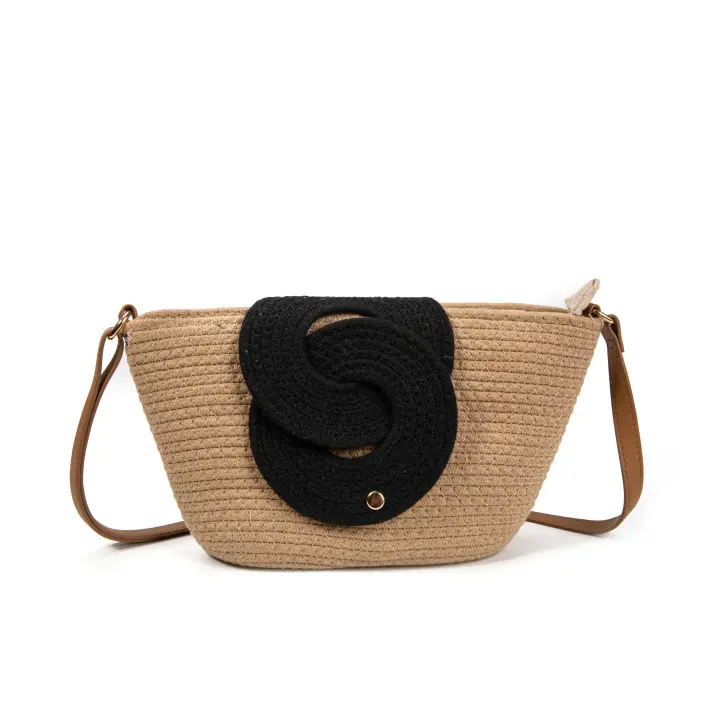 Bolso de algodón con detalle frontal entrelazado y bandolera ajustable | Diseño compacto y elegante para verano 2025 | Edición limitada | CAMAR - 1