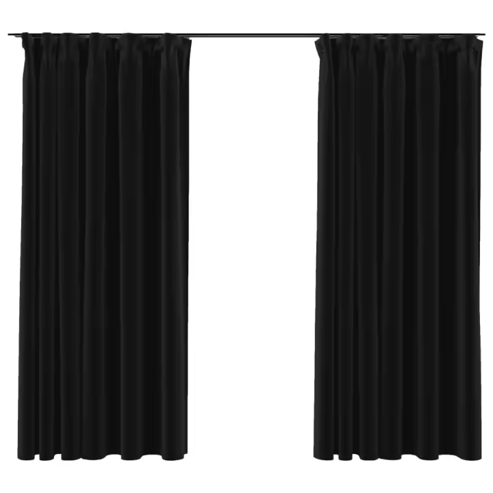 vidaXL Cortinas Opacas con Ganchos Look de Lino 2 Piezas Salón Ventana Color Azul,  Beige,  Gris y mas - 1