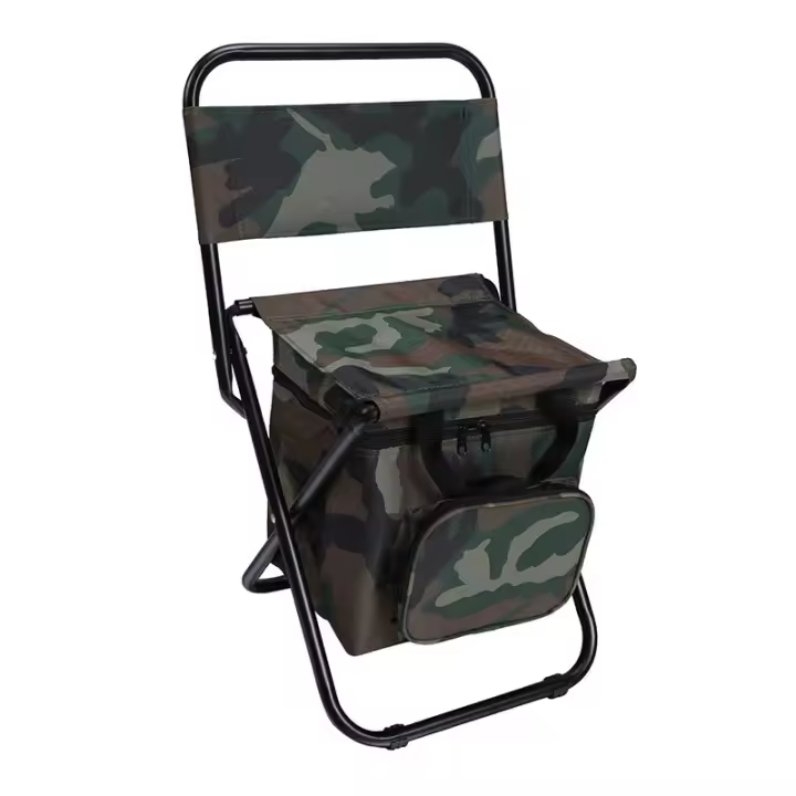 Silla de pesca con bolsa refrigeradora, taburete de pesca compacto y plegable, verde - 1