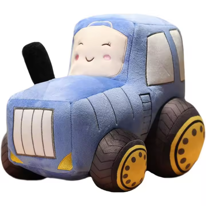 Coche de dibujos animados de peluche de juguete de simulación de tractor de granja almohada de peluche (azul) - 1