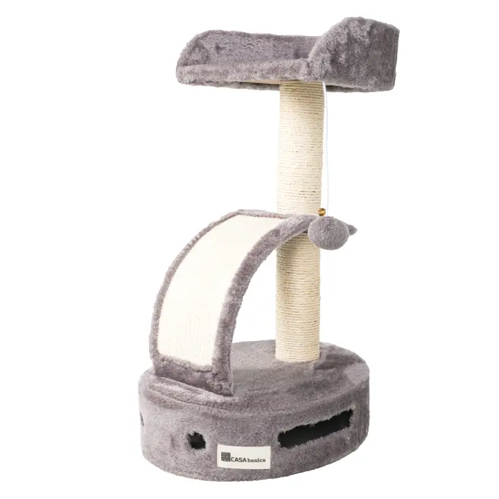 Casa Basics - Rascador para gatos TATA, Altura 58 cm, Plataforma Mirador, Rampa para rascar, Árbol para Gatos Negro/Gris/Beige - 1