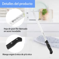 DESEOS Cuchillo jamonero Family | Alveolado | Acero inoxidable | Mango ergonómico | 38cm - details 1