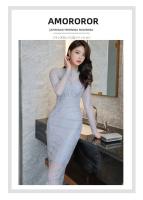 Vestido Elegante De Encaje Hembra Primavera Verano Cruzado Translúcido Lace Midi Bodycon Vestido De Fiesta Coreano Hua Han Queen - details 1