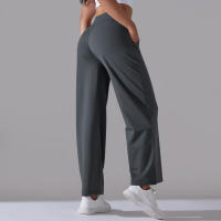 Pantalones Rectos De Pierna Ancha Para Mujer Casual Pantalones De Oficina Cintura Alta Holgados Para Danza Leggings Sin Costuras De Nylon - details 51