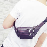 Bolsa De Cintura Para Hombre De Cuero Genuino Bolsa De Móvil Con Cadena Estilo Fashion Bolsa De Cintura Para Deporte Y Aventura - details 2