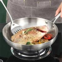Sartén de freír 24/26/28cm Arce inoxidable 304 2mm Grueso wok pan 5 Capas Cocina profesional para Gas y inducción - details 0