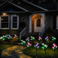 Luz Solar LED Para Camino De Flores Lirio Luz De Valla Exterior Impermeable Cambio De Color Para Jardín Patio Decoración Moderna - details 8