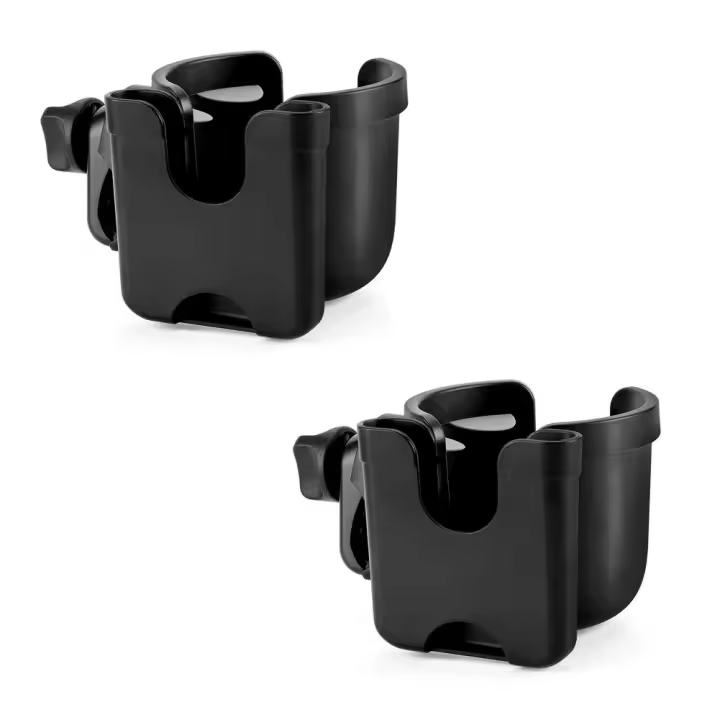 Portavalos para cochecito con soporte para teléfono, portavacos para Bicicleta, portavacos universal, Negro, 2 piezas - 1