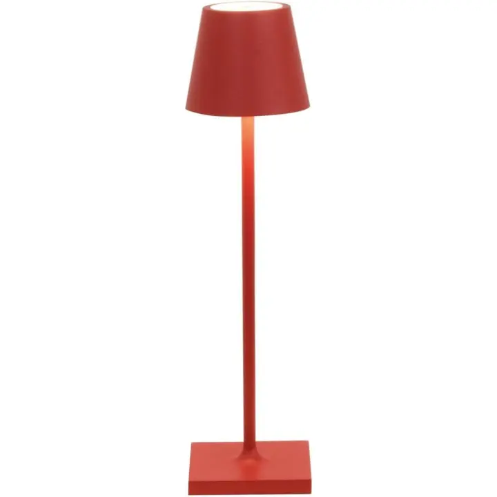 Micro Lampe de mesa LED sin Fil recargable-Lampe Touch Dimmable d'Intérieur et d'Extérieur IP65 - Temp. Lumière 2200-2700-3000K-Aluminio H27,5 (Rojo) - 1