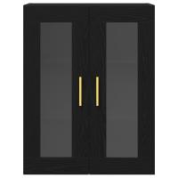 Cabinet montado en la pared de vidaXL con puertas de vidrio en roble negro 69,5x34x90 cm - details 3