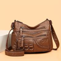 Bolso De Hombro Para Mujer En Cuero PU Vintage Con Varios Bolsillos Bolso De Mano De Alta Calidad Diseño Versátil Rojo Negro - details 0