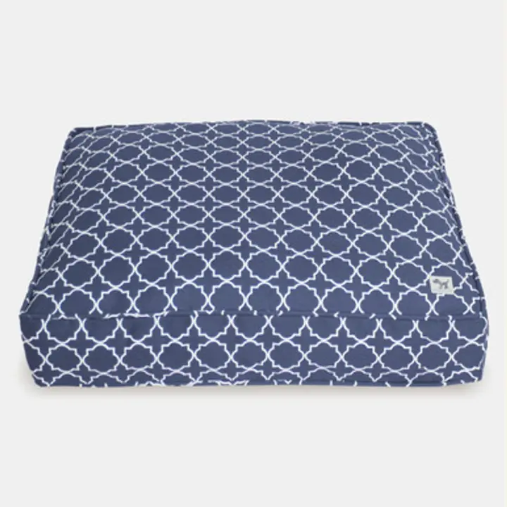 Funda de Cama Rellenable y Sostenible para Perros y Gatos Molly Mutt - Modelo Romeo & Juliet (azul mariño con diseño enrejado) - Edredón en Lona 100% algodón transpirable y certificado - Lavable a máquina - Diversos Tamaños - 1