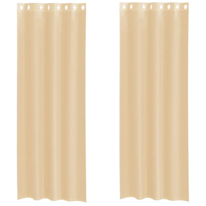 vidaXL Cortinas de gasa con ojales 2 uds arena - 1