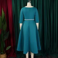 Vestido De Lujo Para Mujer Con Cuello Redondo Manga Larga Cinturado A-Linea Hasta El Tobillo Elegante Vestido De Cumpleaños - details 4
