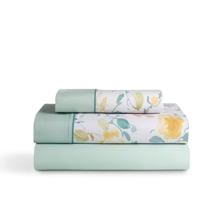 Llartextil Juego de Sábanas Karamelo Zelia Aguamarina - Ropa de Cama Colorida y Transpirable - 1