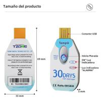 Logger De Temperatura USB Registrador De Datos De Humedad Y Temperatura Single Use Con Reporte PDF 30/60/90 Días Puerto USB 10000 Puntos - details 7