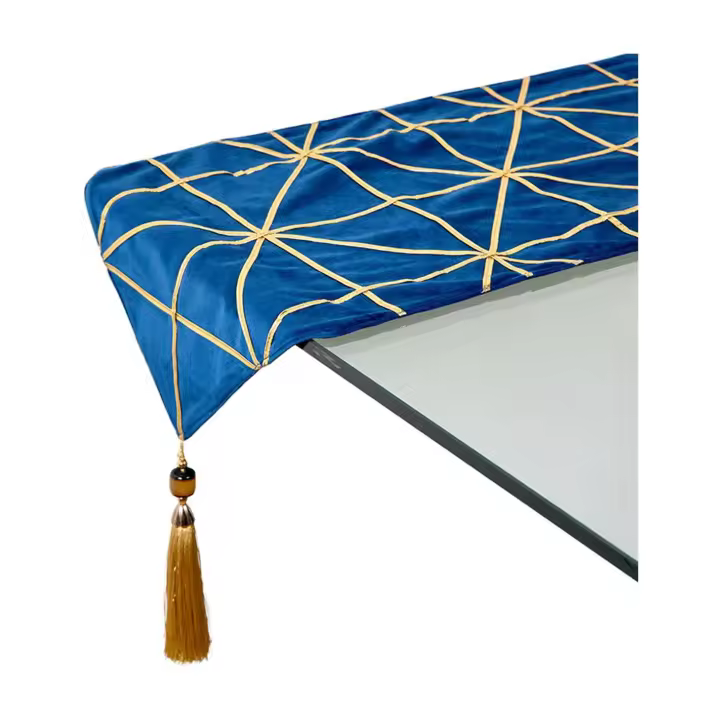 Camino de Mesa Terciopelo Dorado Geométrico Elegante 30*180 - 1