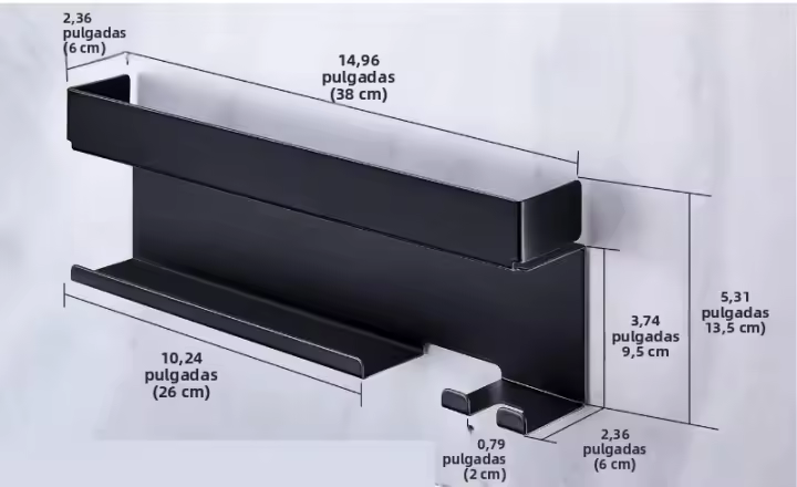 Organizador de herramientas sin soporte de montaje de perforación para linterna y secador de pelo, montaje en pared multifunción - 1