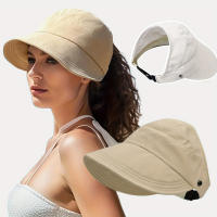 Sombrero De Verano Para Mujer Con Pico Ancho Y Protección UV Sombrero De Pelo Abierto Para Cuentas Sombrilla De Poliéster Transpirable Para Uso Casual - details 2