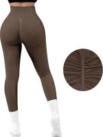 Leggings Ribbed Para Mujer Cintura Alta Sin Costuras Push up Glúteos Yoga Gimnasio Fitness Control Abdominal Running Tights - details 6