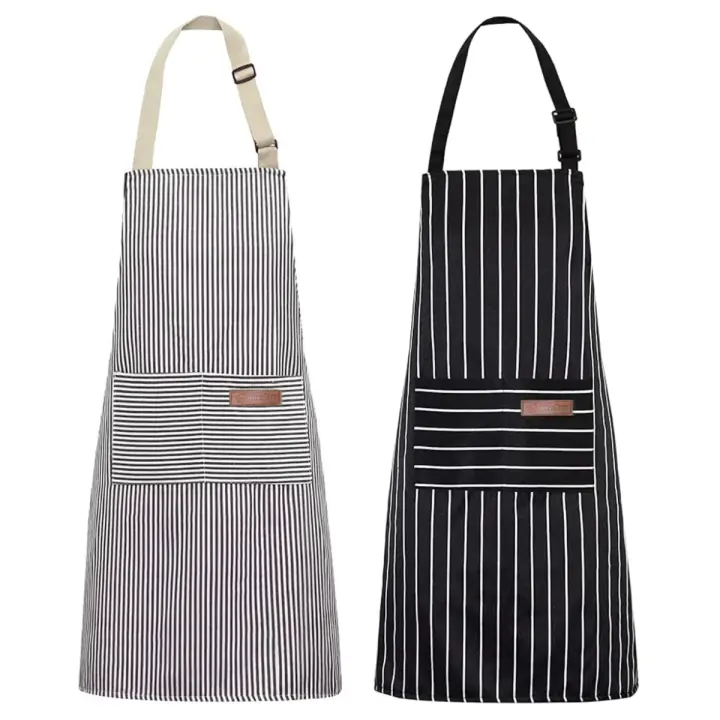 Delantal de Cocina Con babero ajustable, delantal de chef con bolsos Dobles para helbres y Mujeres - 1
