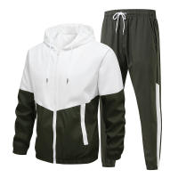 Conjunto Deportivo Casual Para Hombres Con Capucha Traje De Deporte Impermeable De 2 Piezas Chaqueta + Pantalones Estilo Hip Hop - details 7