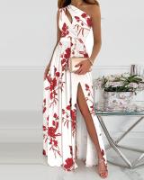 2025 Mujeres Alta Calidad Vestidos Mujeres Slant Hombre Hueco Temperamento Gradiente de Color Alta Split Vestidos Largos - details 3